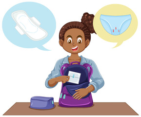 Canvas Print - A girl preparing pads on puberty health education