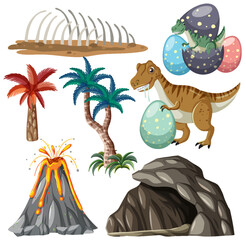 Poster - Dinosaurs and Natural Elements Vector Collection