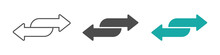  Double Arrow Icons In Four Direction Set