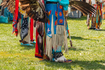 Wall Mural - Powwow. Native Americans dressed in full Regalia. Close-up details of Regalia.