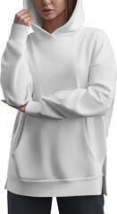 Wall Mural - Mockup of white hoodies on a girl, png, sweatshirt front view