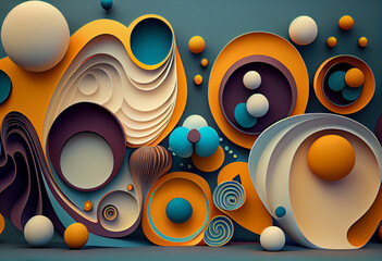 Poster - abstract background with circles. Generative AI technology.	