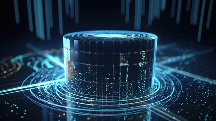 3D rendering of abstract digital technology background. Big data connection concept.Generative Ai