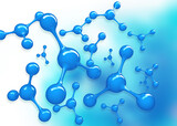 Fototapeta Łazienka - Blue color molecules on blurred background. 3d illustration..