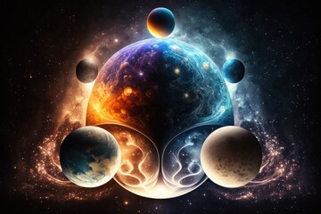 Wall Mural - planetary system surrounded by a starry sky. generative ai