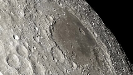Wall Mural - camera flies over a big crater of the moon. elements of this image furnished by nasa