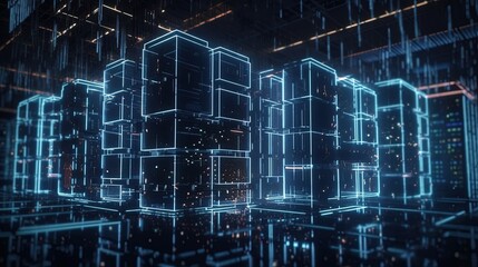 3D rendering of abstract digital technology background. Big data connection concept.Generative Ai