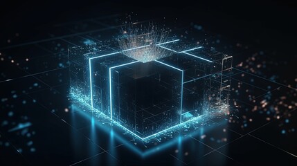 Wall Mural - 3d rendering of abstract technology concept. digital data transfer and communication.generative ai
