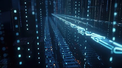 3D rendering of abstract technology concept. Digital data transfer and communication.Generative Ai