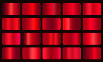 vector collection of red metallic gradients, chrome christmas gradient set, red gradients metallic g