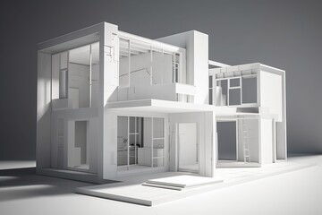 Aufkleber - Architecture 3D and blueprints representation, generative ai