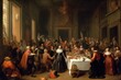 Baroque art, people in the hall, people having a party, party noble, 17th century,  generative ai