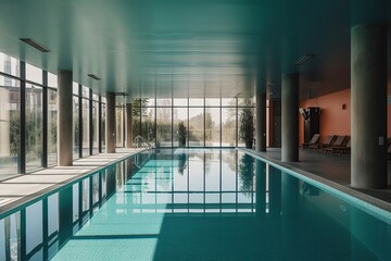 Health club with indoor pool, ideal for wellness created with Generative AI