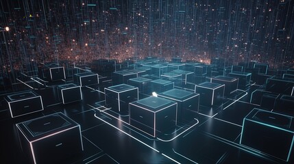 3d rendering of data storage concept. Computer generated abstract background,Digital data storage concept.Generative Ai