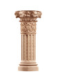 Architectural beige column Ionic order isolated on transparent png background. Generative ai