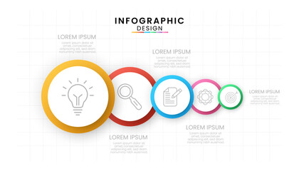 Infographic template for business. Timeline with 5 Steps and Process.