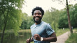 © Atlas - Young african american man running, created with Generative AI technology