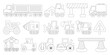 © Rubel - Construction Heavy Equipment Icons, Complete Set of Vector Illustrations Including Excavators, Cranes, Bulldozers, Loaders, Dump Trucks, and More, Ideal for Construction Companies and Equipment Ma