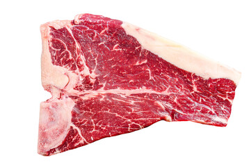 Poster - Thick Raw T-Bone Steak. Isolated, transparent background