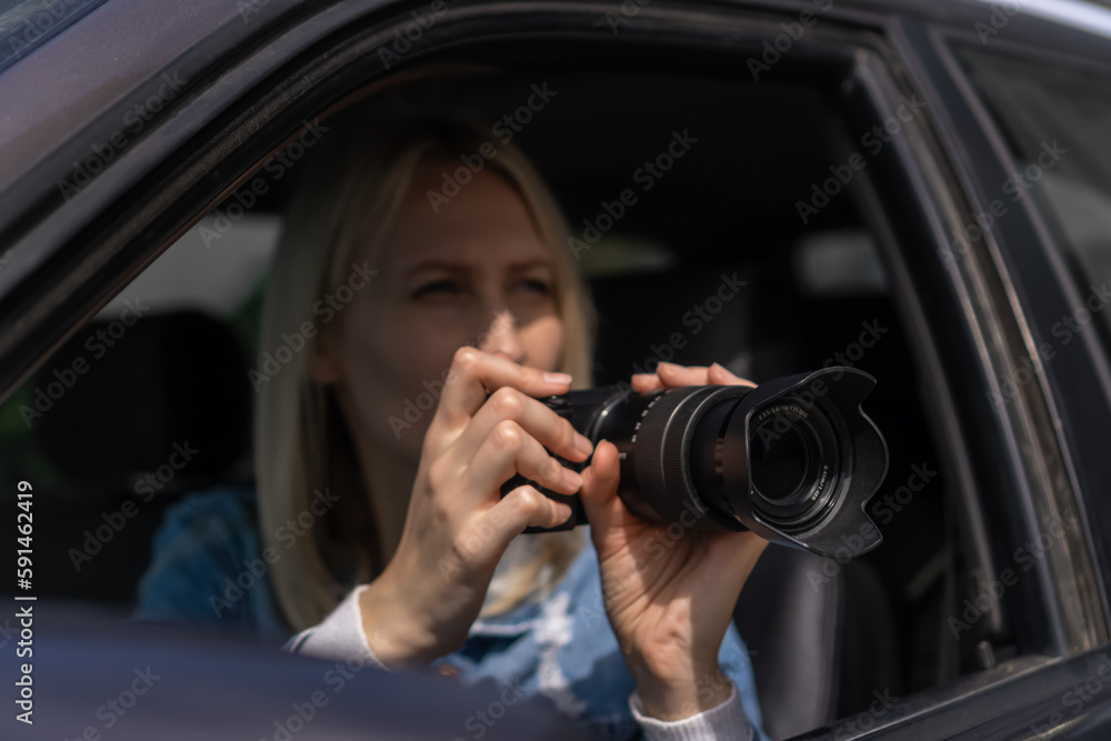 Hidden photographing. Paparazzi Concep Photographer uses his ...