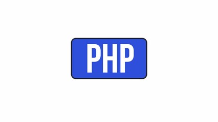Wall Mural - animated php language button. flat outline style icon 4k video footage for web design. scripting iso