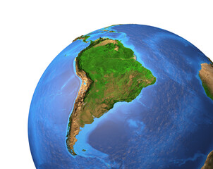 Canvas Print - high resolution satellite view of planet earth, focused on south america, brazil and amazon rainfore