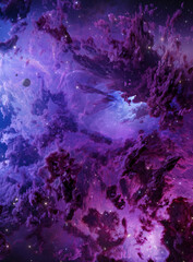 Wall Mural - nebula in outer space, planets and galaxy, 3d animation