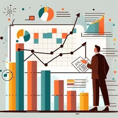 Wall Mural - business person with graph, Financial stock market graph growth, abstract and symbol for finance concept, business investment and currency exchange. generative ai