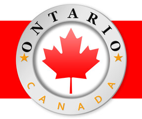 Wall Mural - Silver badge with Ontario and Canada flag