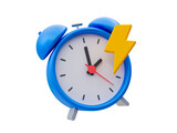3d minimal quick time concept. urgent work. fast service. alarm clock with thunder icon. 3d illustration.