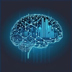 smart brain inside and innovation icon network connection on dark blue city background, innovative technology in science . generative ai