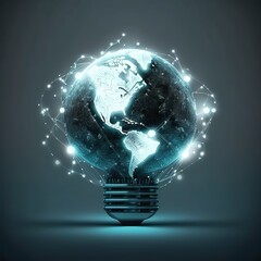 light bulb with earth inside. generative ai