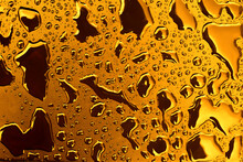 Gold Water, Rain Drops, Cool Metal, Background, Texture, Liquid, Gold, Closeup