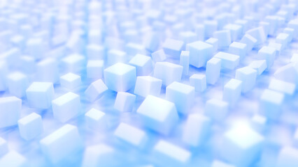 Wall Mural - beautiful soft shining geometrical blue boxes - abstract 3d illustration
