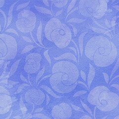 Wall Mural - Roses pattern. Blue watercolor on paper background. 