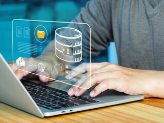 Wall Mural - concept of big data storage technology, database and network connection. data file access security, 