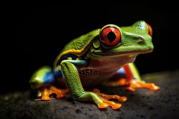 Red eyed tree frog closeup, generative AI