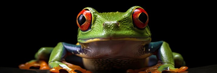 Red eyed tree frog closeup, generative AI