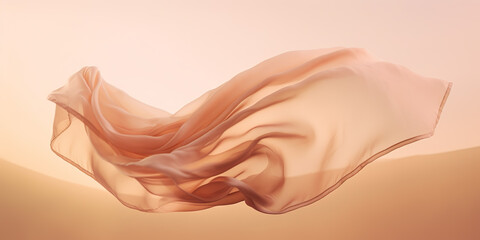 Wall Mural - Fluttering piece of fabric on the wind, veil on the sky. Generative AI