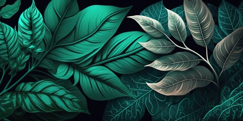 Wall Mural - seaweed green leaves as a backdrop generative ai