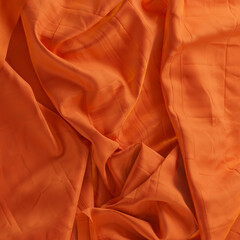 Wall Mural - Fabric folds, orange color cotton canvas, 3d rendering cloth texture
