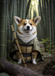 Corgi Dog breed as a samurai with traditional clothing/armor