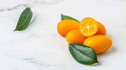 Wall Mural - kumquat fruit, chinese tangerine. banner, menu, recipe place for text, top view