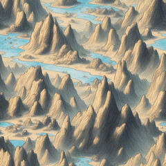 Wall Mural - fantasy landscape, seamless pattern, Generative AI
