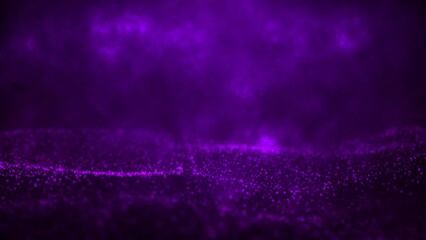 Wall Mural - futuristic abstract animated purple background with glowing and waving particles