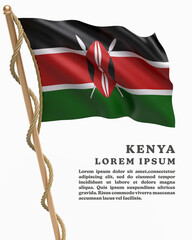 Wall Mural - White Backround Flag Of KENYA