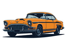 Orange Classic Car Vector Illustration
