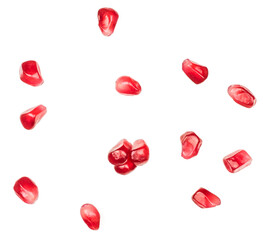 Wall Mural - Pomegranate seeds isolated on the white background. Top view. Flat lay