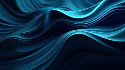Leinwandbilder - Abstract background with dark blue wavy with flowing curved lines. Minimal wallpaper with dynamic effect of vibrant wavy stripes motion. Horizontal illustration for banner design. Generative AI.