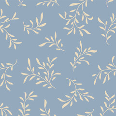 Wall Mural - Floral seamless pattern. Branch with leaves ornamental texture. Flourish nature summer garden textured background
